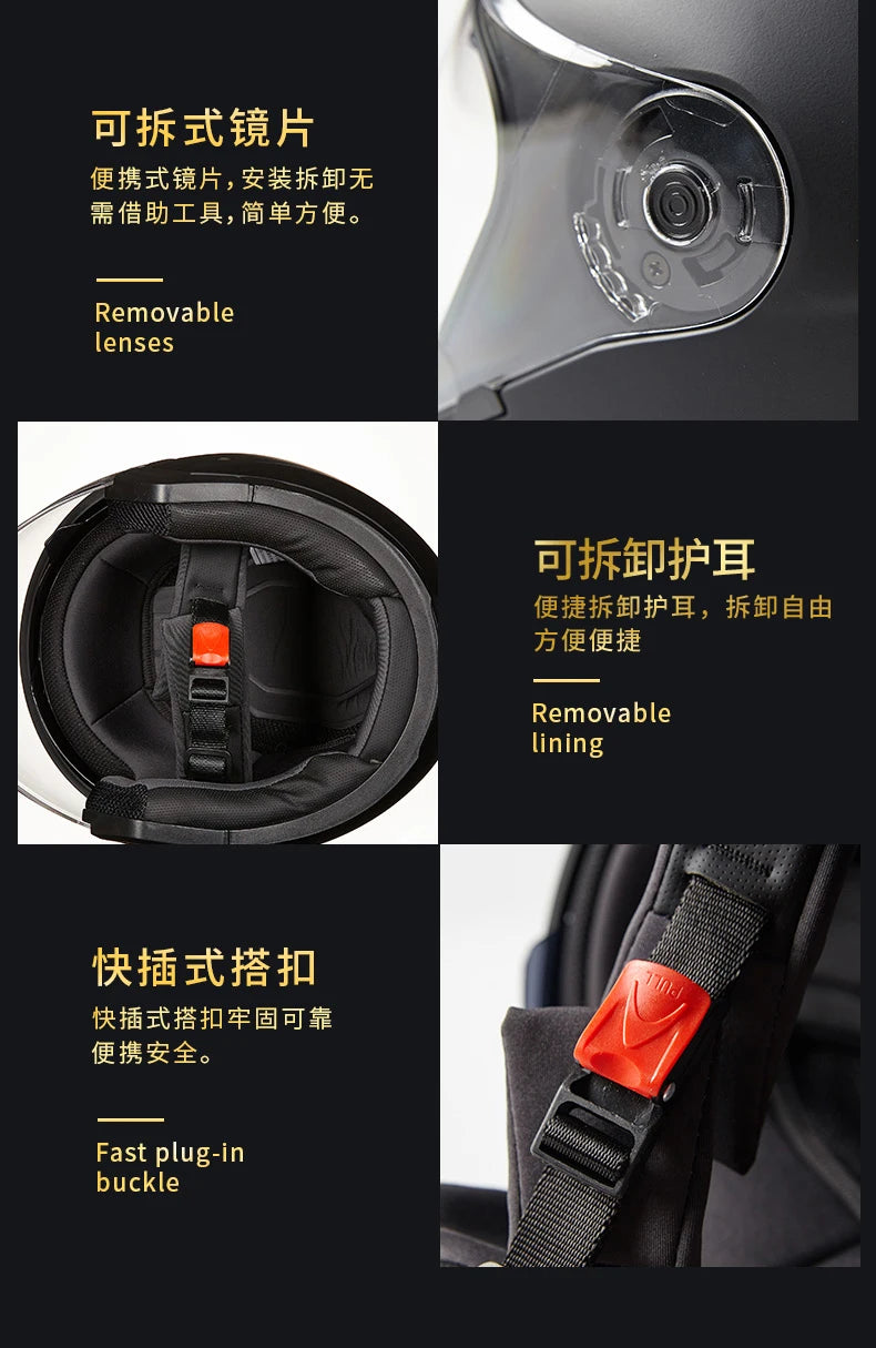 Casque Moto Demi-Jet Double Visière JIEKAI-512 - Homme & Femme