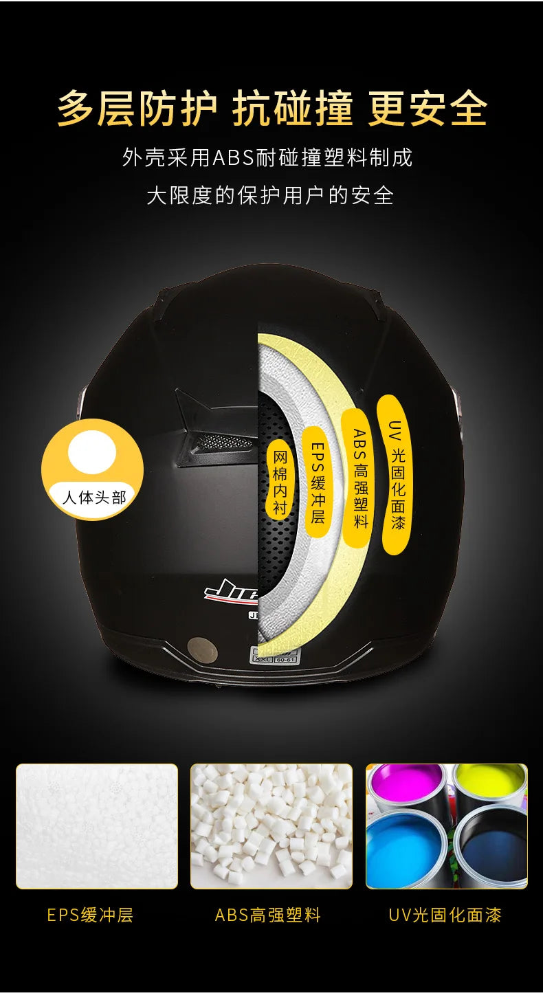 Casque Moto Demi-Jet Double Visière JIEKAI-512 - Homme & Femme