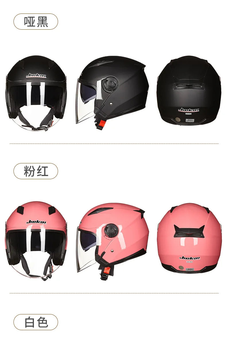Casque Moto Demi-Jet Double Visière JIEKAI-512 - Homme & Femme